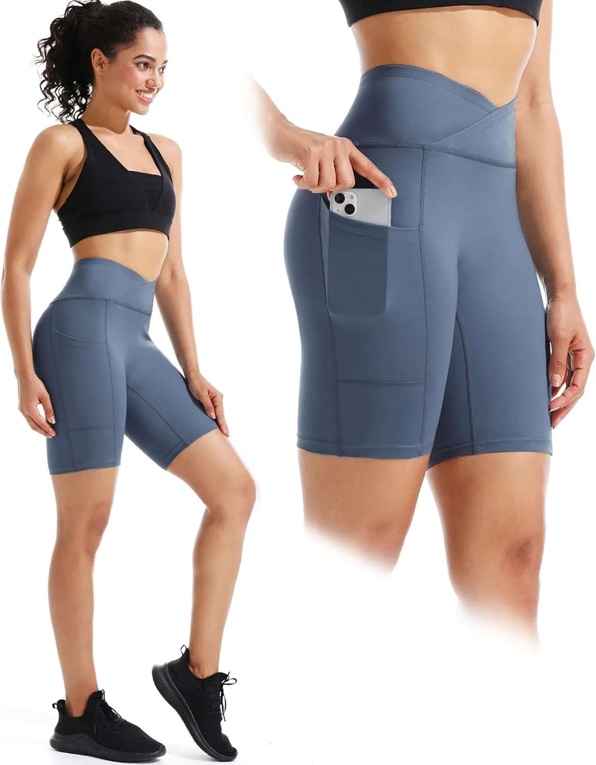 NELEUS Women's 3 Pack Biker Shorts High Waist Running Yoga Shorts with Pockets