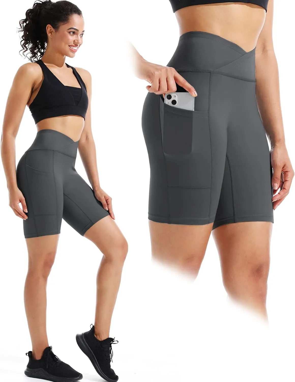 NELEUS Women's 3 Pack Biker Shorts High Waist Running Yoga Shorts with Pockets