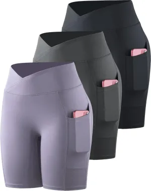 NELEUS Women's 3 Pack Biker Shorts High Waist Running Yoga Shorts with Pockets