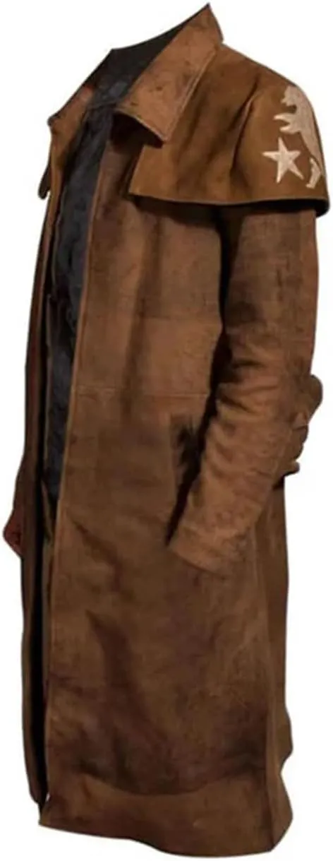 New Suede Vegas A7 Fallout Costume Mens Trench Coat, Fallout New Vegas Brown Trench Coat Men, A7 Duster Coat