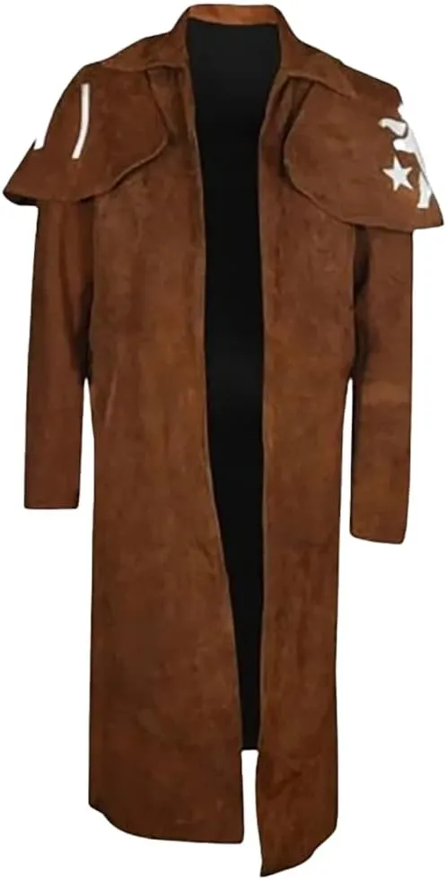 New Suede Vegas A7 Fallout Costume Mens Trench Coat, Fallout New Vegas Brown Trench Coat Men, A7 Duster Coat