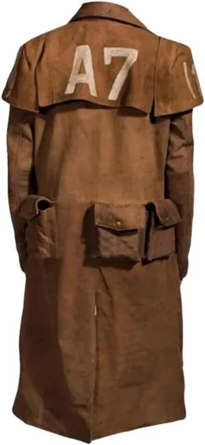 New Suede Vegas A7 Fallout Costume Mens Trench Coat, Fallout New Vegas Brown Trench Coat Men, A7 Duster Coat