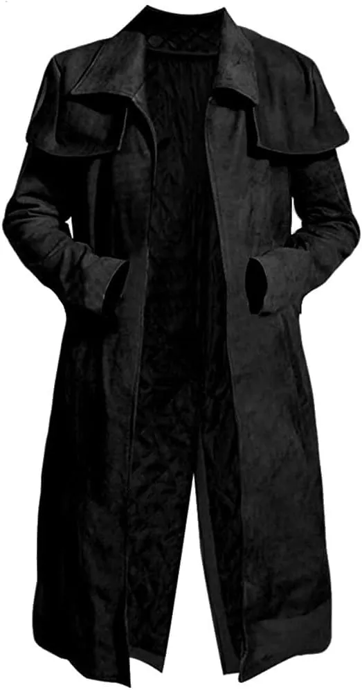 New Vegas A7 Mens Black Duster Coat - A7 Veteran Ranger Cowboy Leather Armor Coat - Ranger Coat