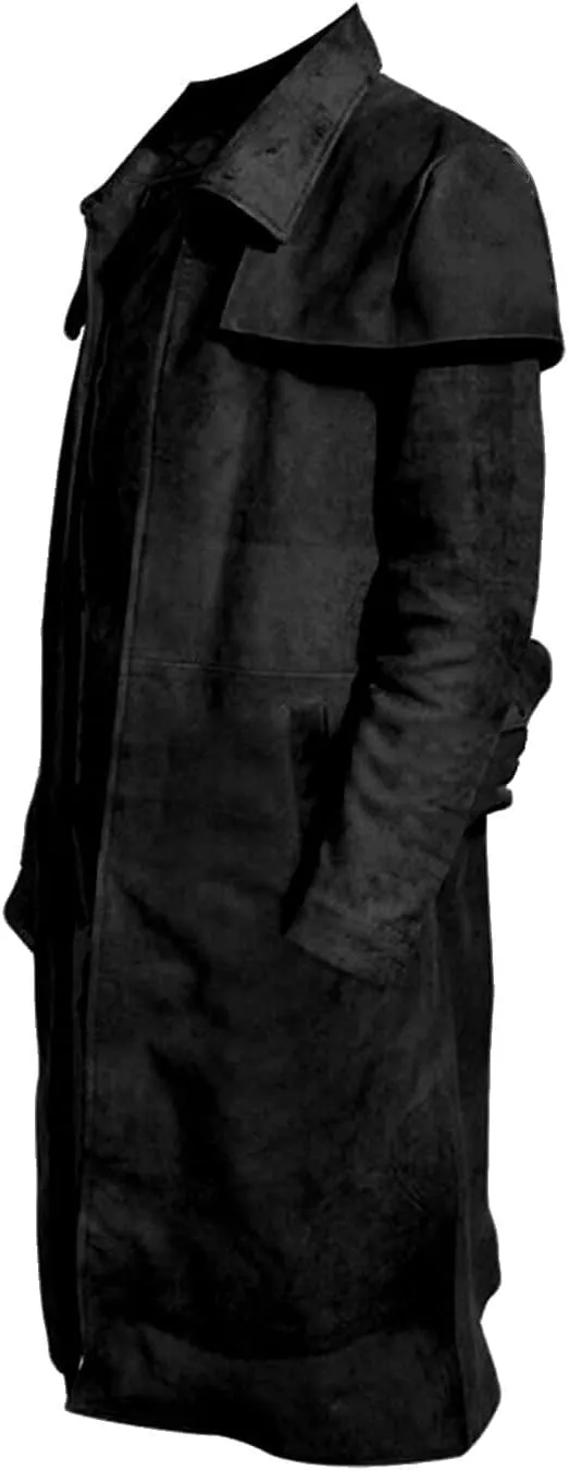 New Vegas A7 Mens Black Duster Coat - A7 Veteran Ranger Cowboy Leather Armor Coat - Ranger Coat