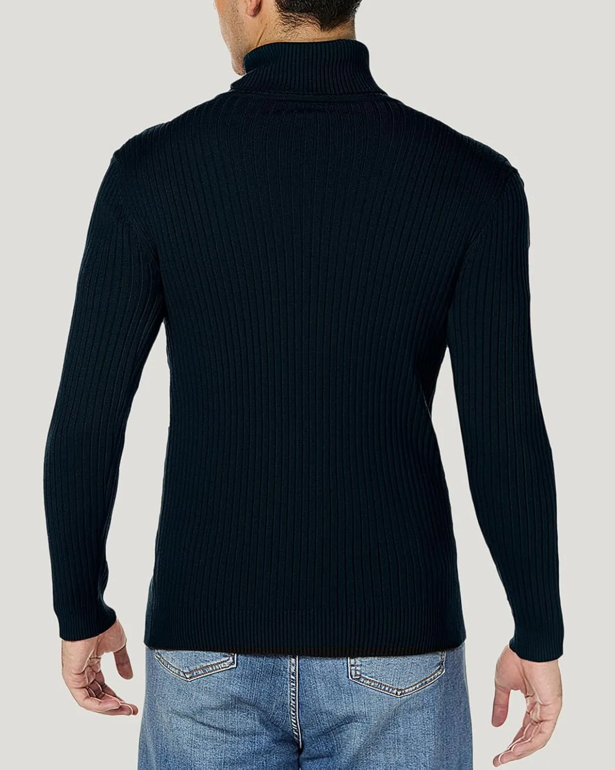 nine bull Mens Slim Fit Turtleneck Sweater Cable Knit Thermal Pullover Sweater