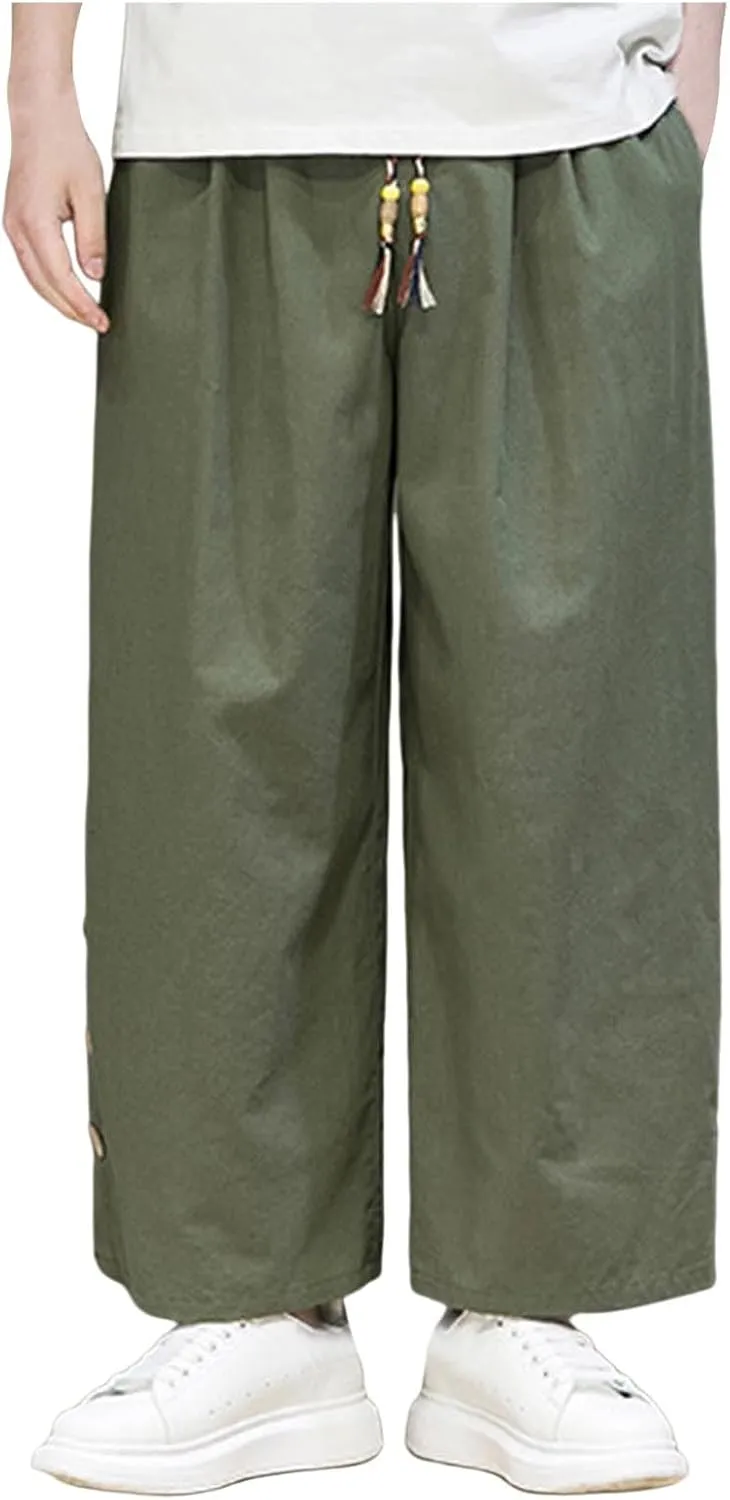 Ninja Pants Harem Men Summer Wear Lounge Linen Hip Hop Hippie Trousers Mens Beach for Everyday Bohemian Cotton