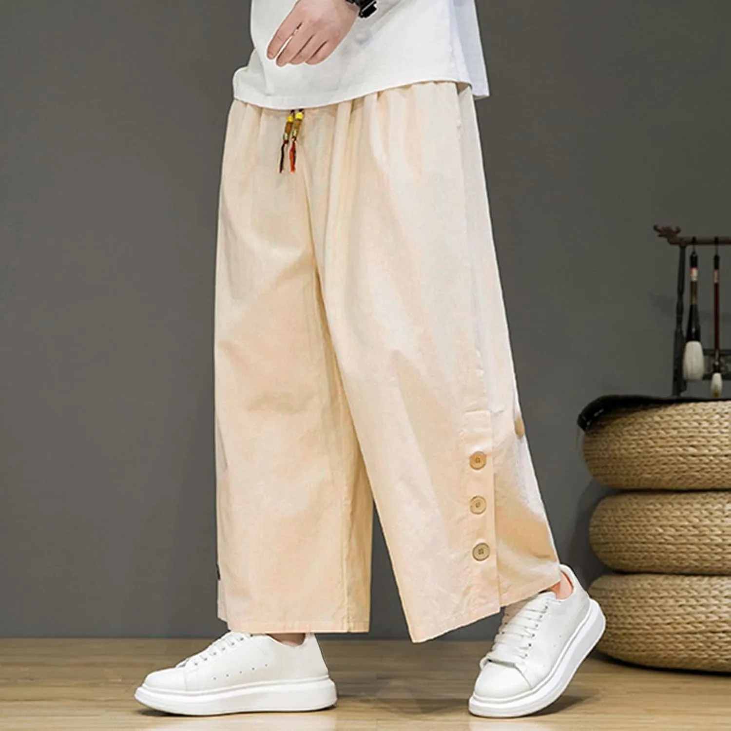 Ninja Pants Harem Men Summer Wear Lounge Linen Hip Hop Hippie Trousers Mens Beach for Everyday Bohemian Cotton