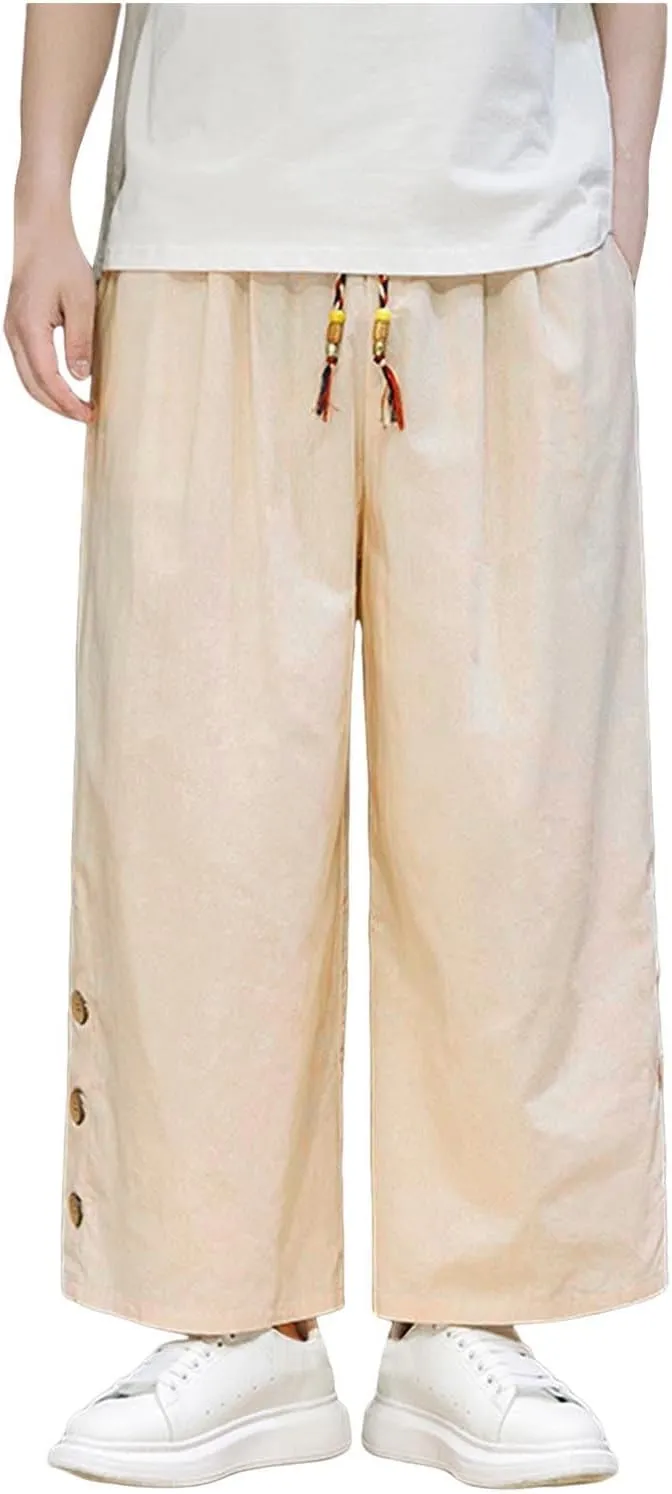Ninja Pants Harem Men Summer Wear Lounge Linen Hip Hop Hippie Trousers Mens Beach for Everyday Bohemian Cotton