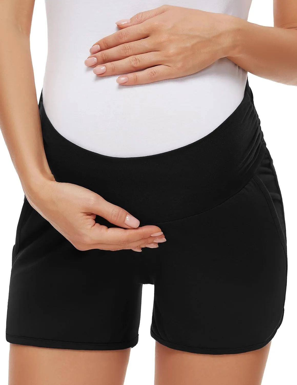 PACBREEZE Women's Maternity Shorts Lounge Pajama Workout Running Casual Summer Pregnancy Shorts, S-XXL