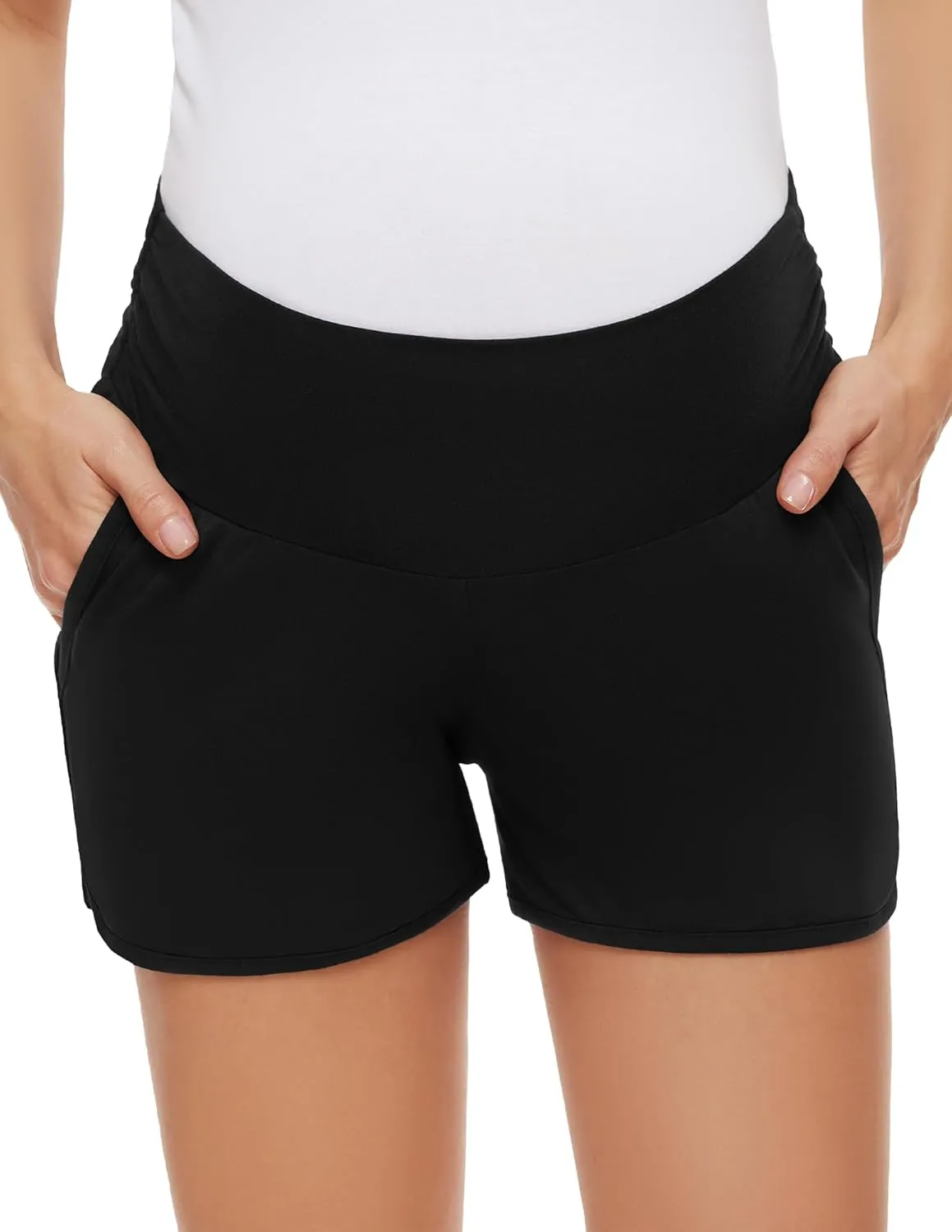 PACBREEZE Women's Maternity Shorts Lounge Pajama Workout Running Casual Summer Pregnancy Shorts, S-XXL
