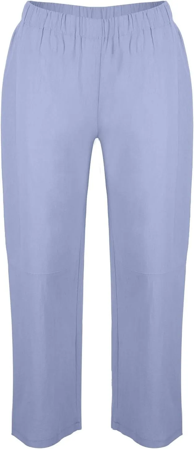PantalN De Lino para Mujer Trousers Women Loose Wide Leg Pants Summer Fashion Solid Color Linen Work Pants for Women