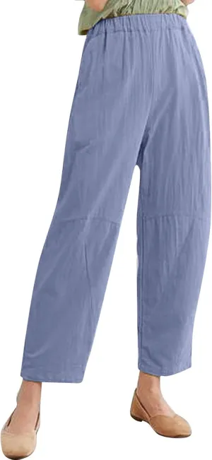 PantalN De Lino para Mujer Trousers Women Loose Wide Leg Pants Summer Fashion Solid Color Linen Work Pants for Women