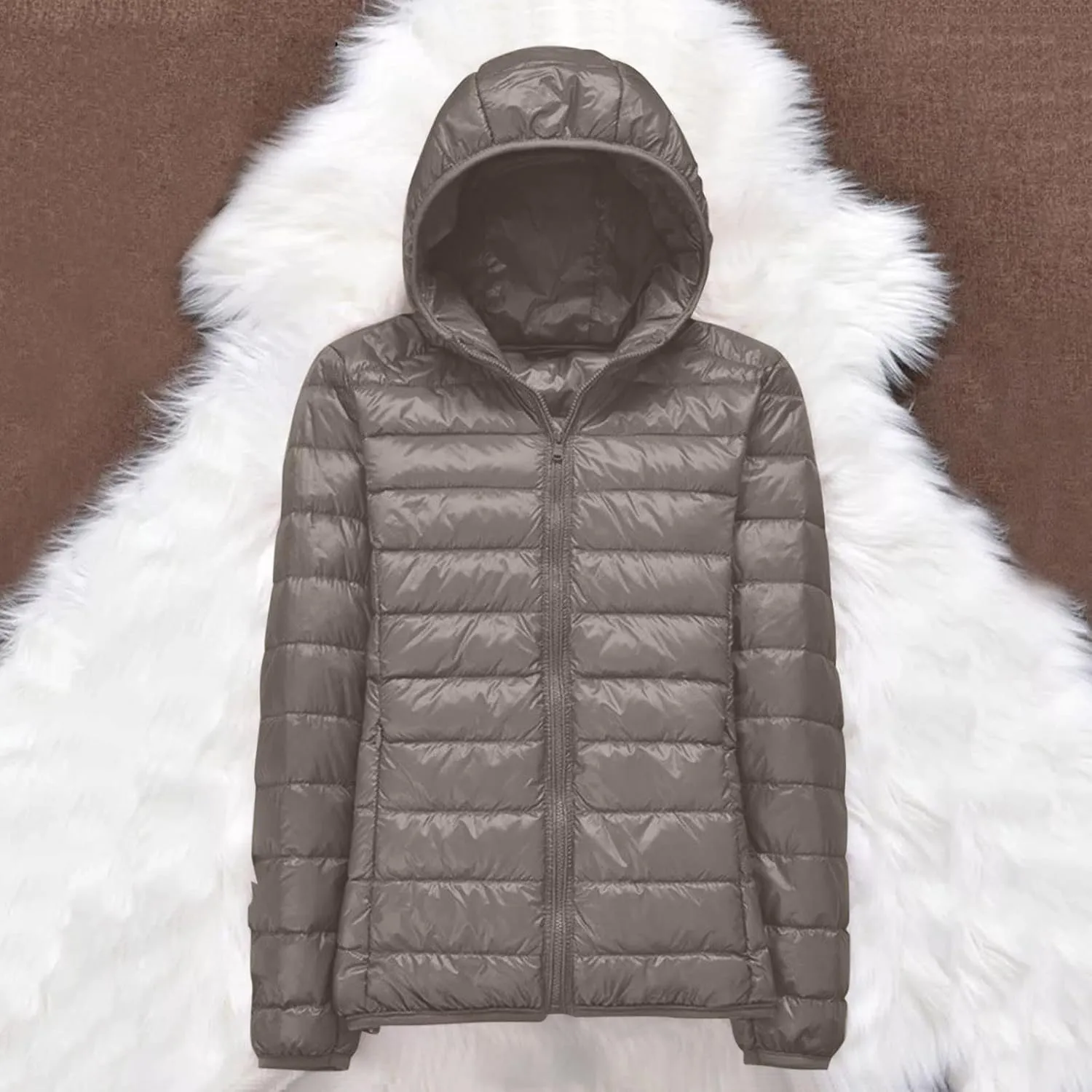 Parkas Long Sleeve Warm Zipper Thickened with Pockets Skimpy Solid Color Casual Hooded Women's Thickened Down Jacket