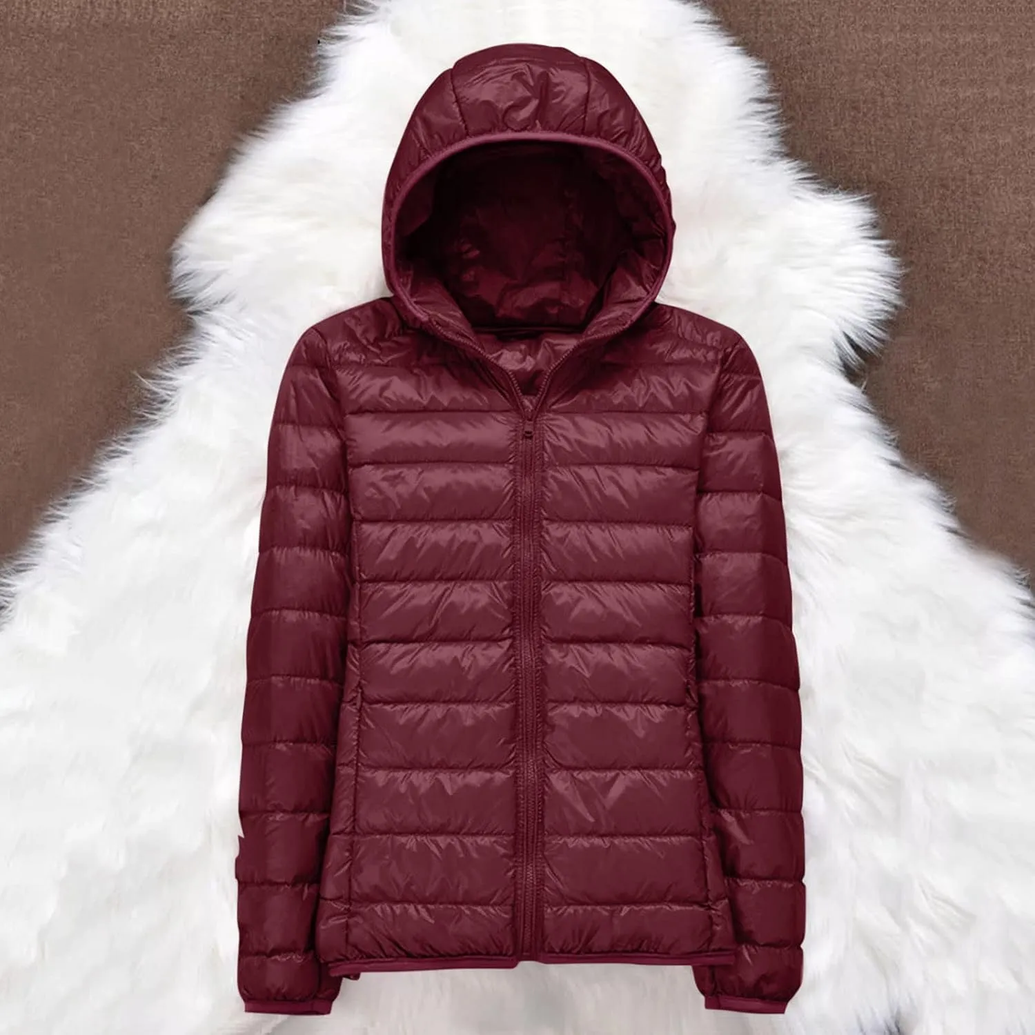 Parkas Long Sleeve Warm Zipper Thickened with Pockets Skimpy Solid Color Casual Hooded Women's Thickened Down Jacket
