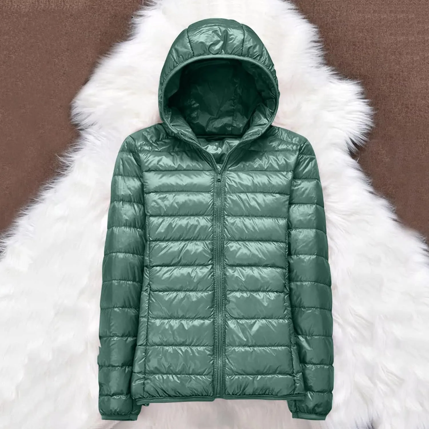 Parkas Long Sleeve Warm Zipper Thickened with Pockets Skimpy Solid Color Casual Hooded Women's Thickened Down Jacket