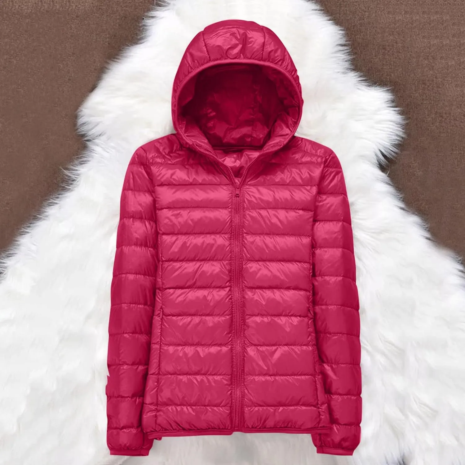Parkas Long Sleeve Warm Zipper Thickened with Pockets Skimpy Solid Color Casual Hooded Women's Thickened Down Jacket