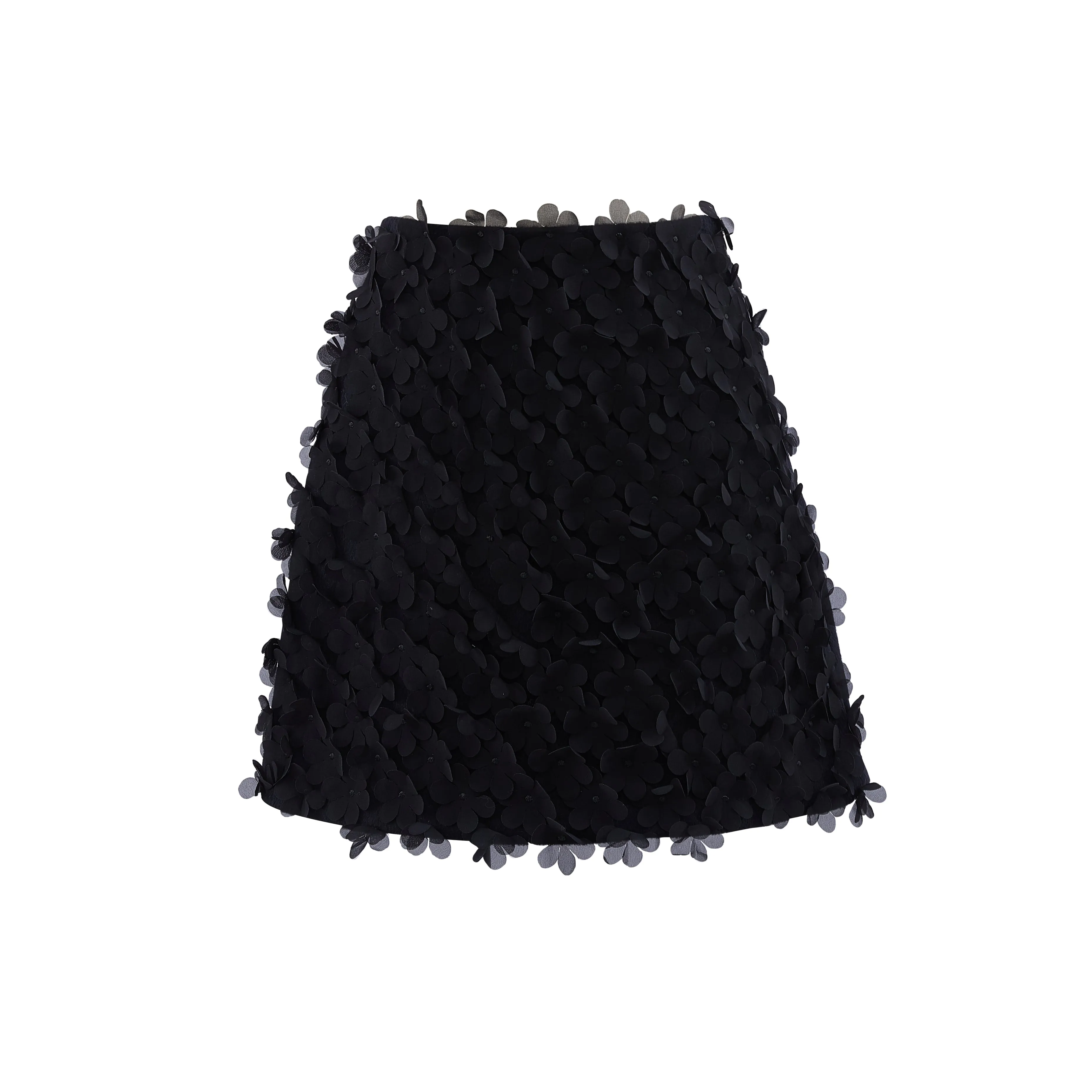 Petal Embroidered Wool Mini Skirt