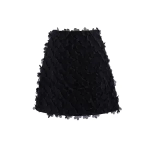 Petal Embroidered Wool Mini Skirt