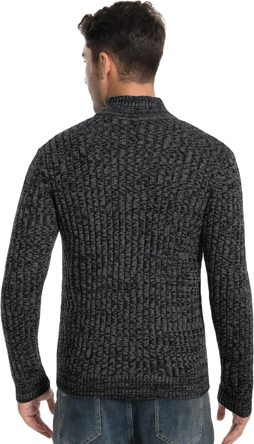 Pioneer Camp Men's Cardigan Sweaters Full Zip Up Stand Collar Slim Fit Casual Knitted Sweater with 2 Front Pockets