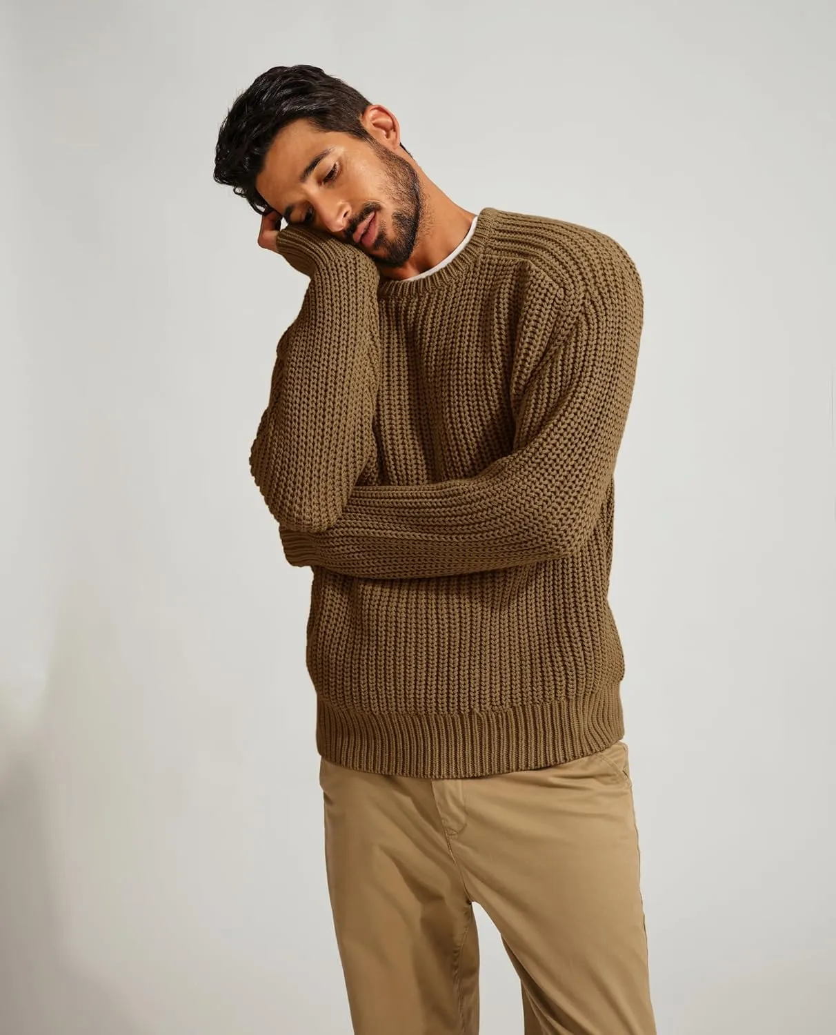 PJ PAUL JONES Mens Sweater Crewneck Knit Sweaters Casual Textured Pullover Sweater