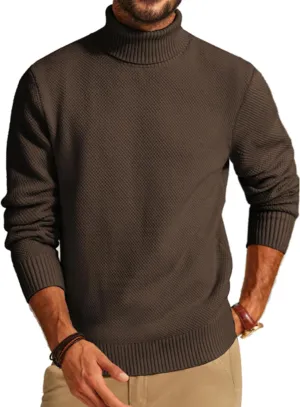 PJ PAUL JONES Men's Turtleneck Sweaters Knitted Casual Textured Pullover Sweater