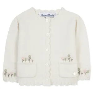 Pocket Petals Baby Cardigan - White