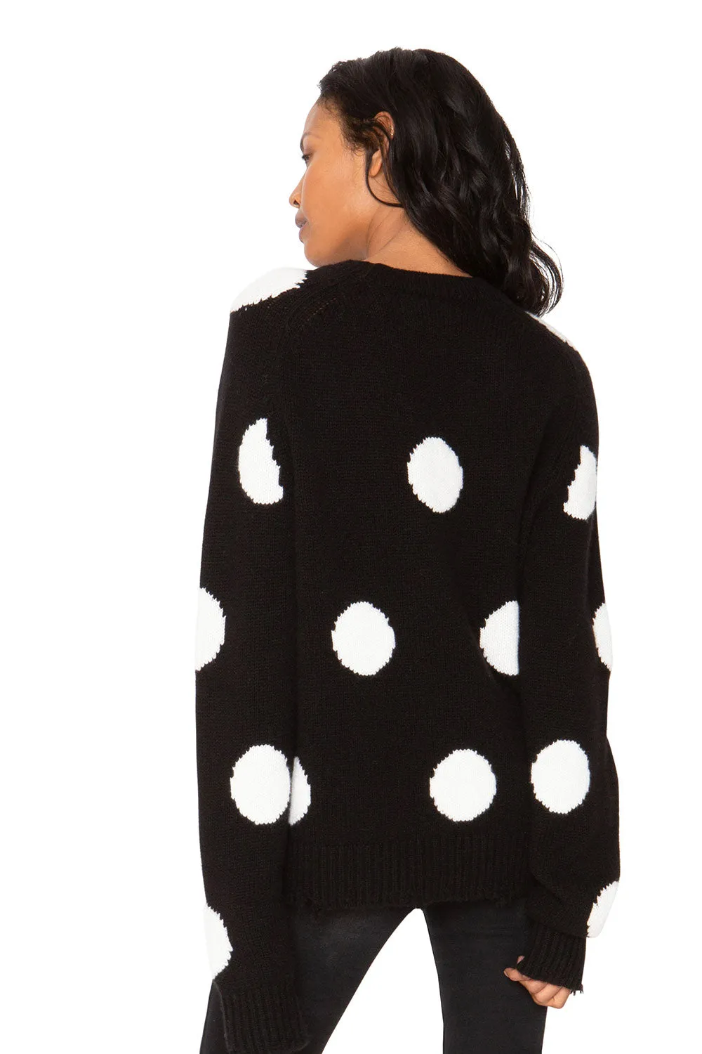 Polka Dot Cashmere Sweater - Black & White