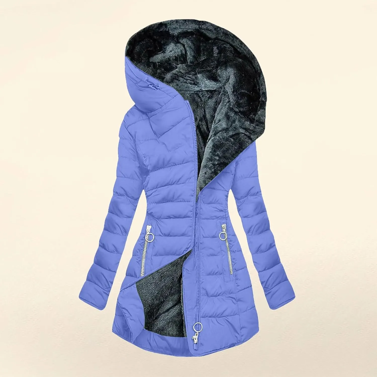 Puffer Jacket Womens Fleece Lined Thicken Down Jacket Sherpa Warm Dressy Casual Coat 2024 Outfits Clothes With Hood