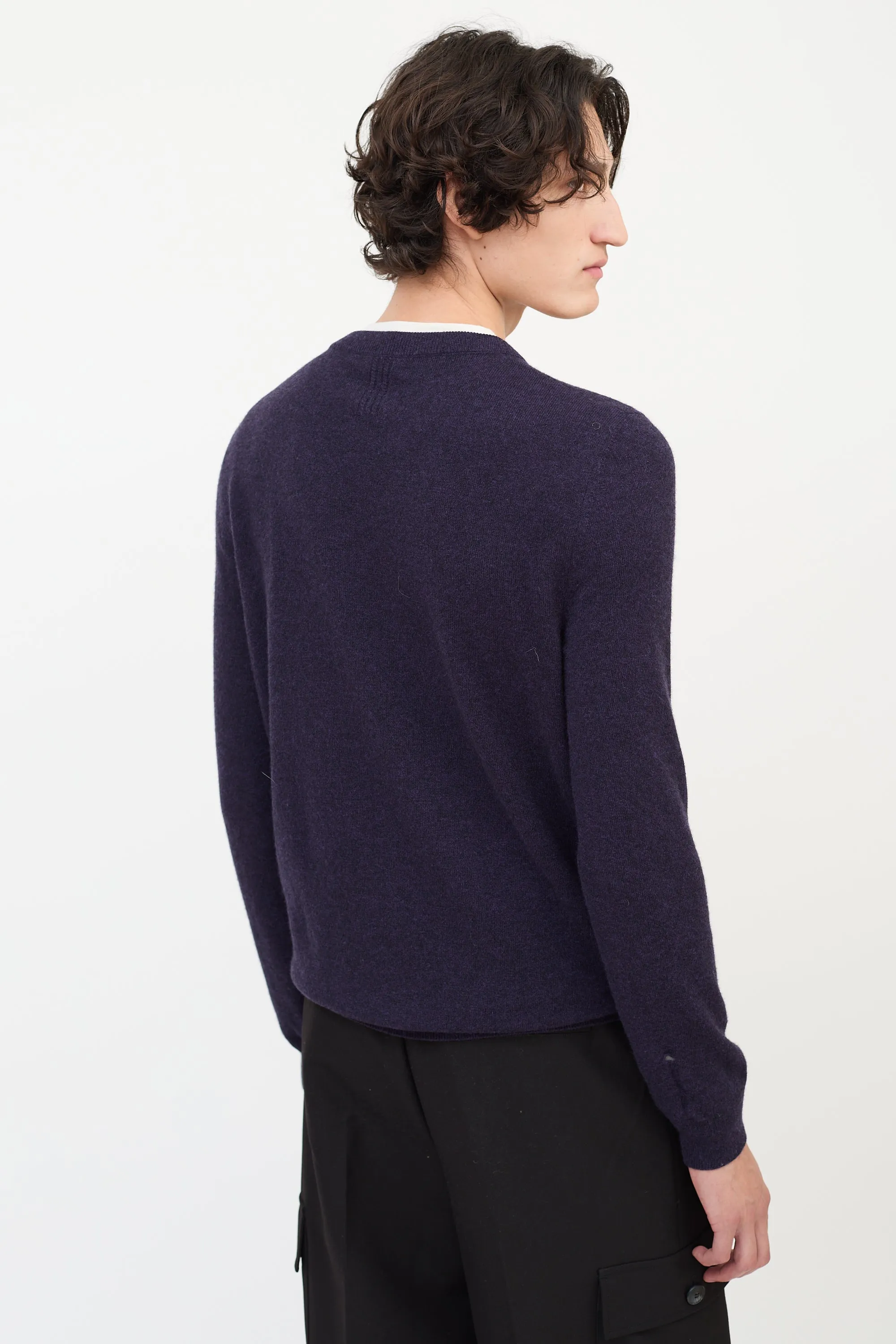 Purple Wool & Cashmere Distressed Sweater