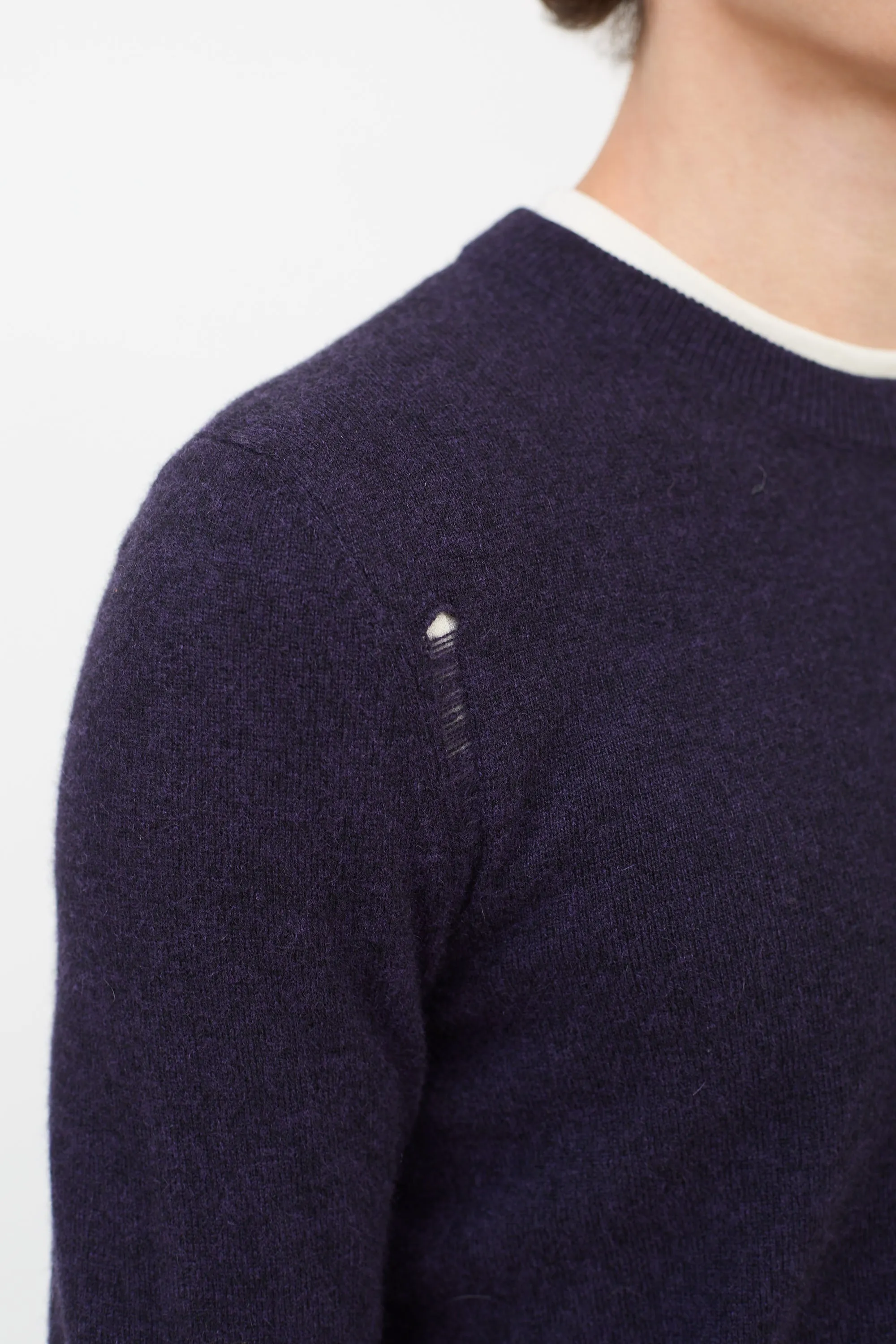 Purple Wool & Cashmere Distressed Sweater