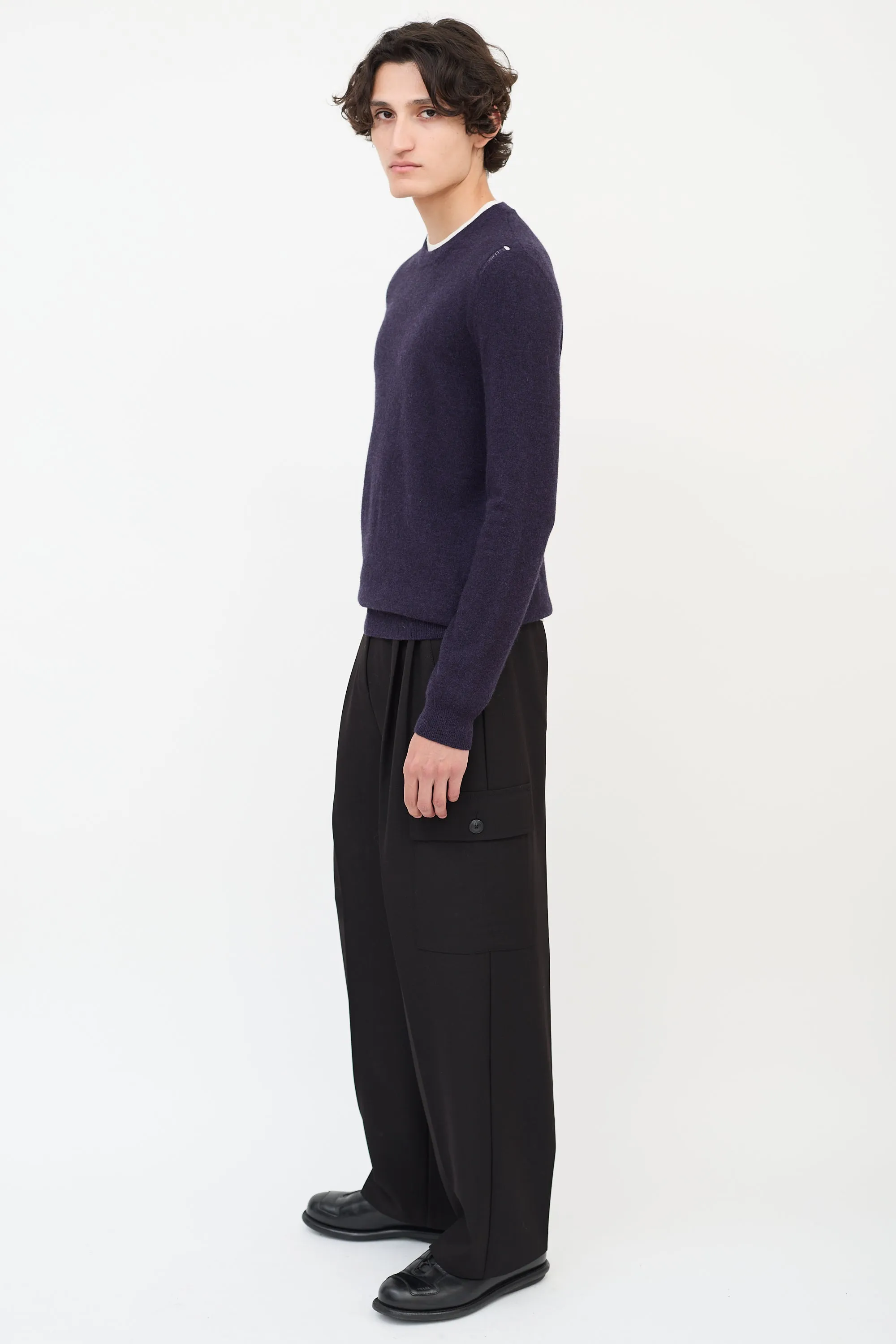 Purple Wool & Cashmere Distressed Sweater