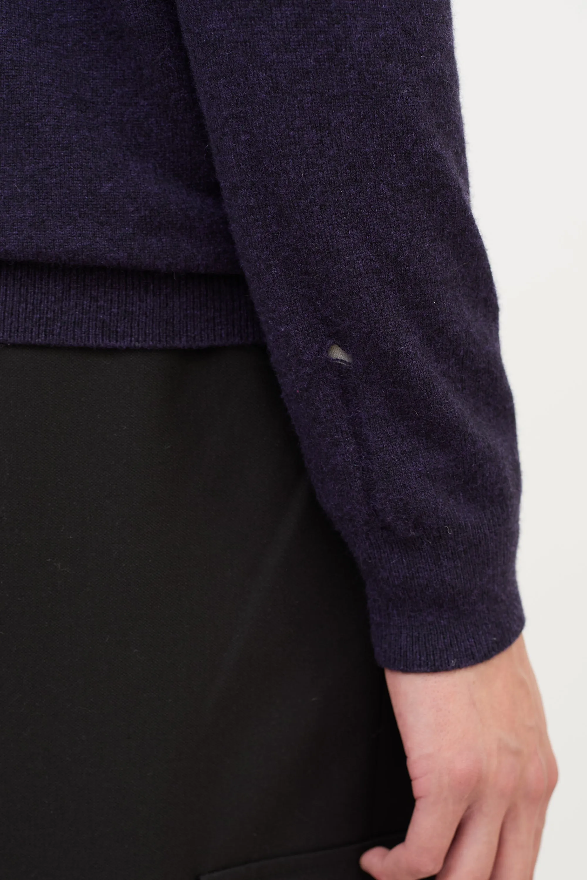 Purple Wool & Cashmere Distressed Sweater