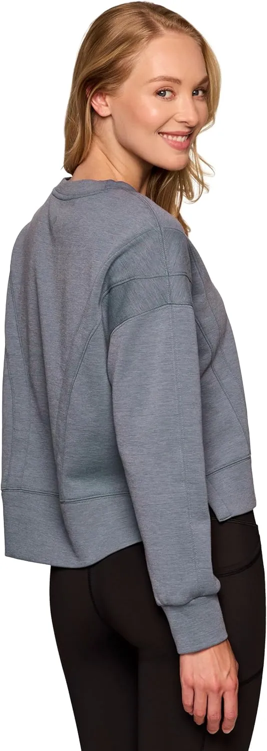 RBX Elevated Athleisure Sweatshirt for Women, Cropped Crewneck Pullover Ultra Soft Sporty Lightweight Long Sleeve Sweater