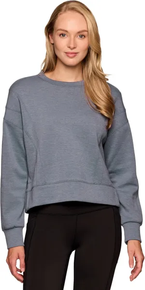 RBX Elevated Athleisure Sweatshirt for Women, Cropped Crewneck Pullover Ultra Soft Sporty Lightweight Long Sleeve Sweater
