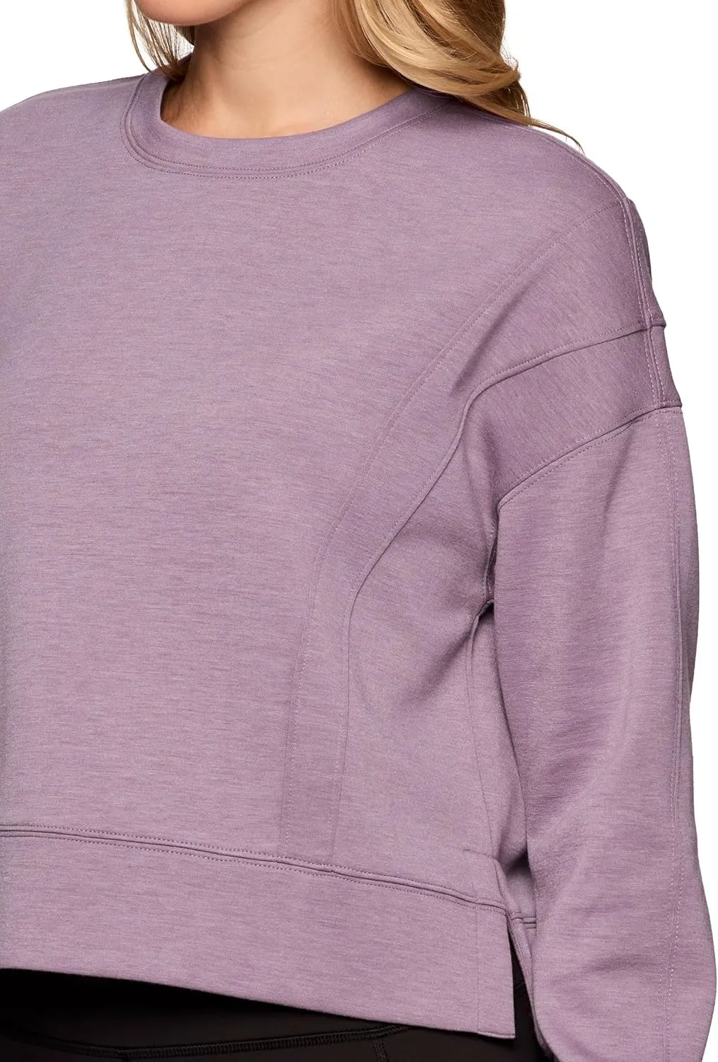 RBX Elevated Athleisure Sweatshirt for Women, Cropped Crewneck Pullover Ultra Soft Sporty Lightweight Long Sleeve Sweater