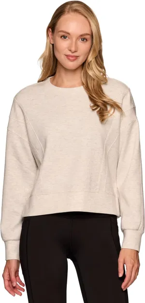 RBX Elevated Athleisure Sweatshirt for Women, Cropped Crewneck Pullover Ultra Soft Sporty Lightweight Long Sleeve Sweater