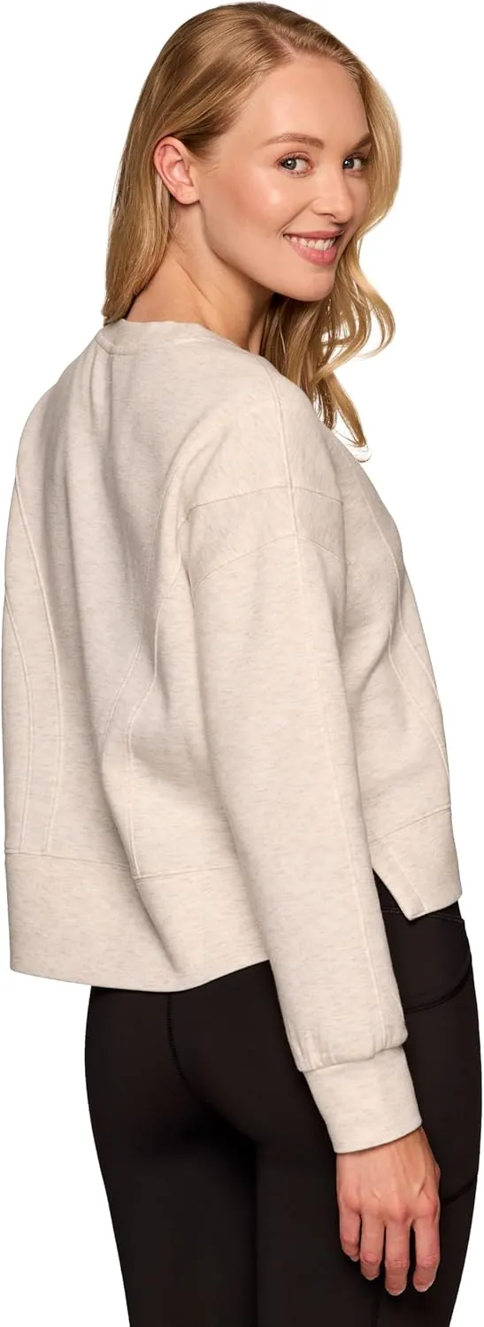 RBX Elevated Athleisure Sweatshirt for Women, Cropped Crewneck Pullover Ultra Soft Sporty Lightweight Long Sleeve Sweater