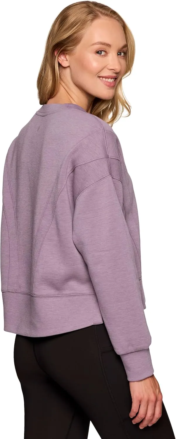 RBX Elevated Athleisure Sweatshirt for Women, Cropped Crewneck Pullover Ultra Soft Sporty Lightweight Long Sleeve Sweater