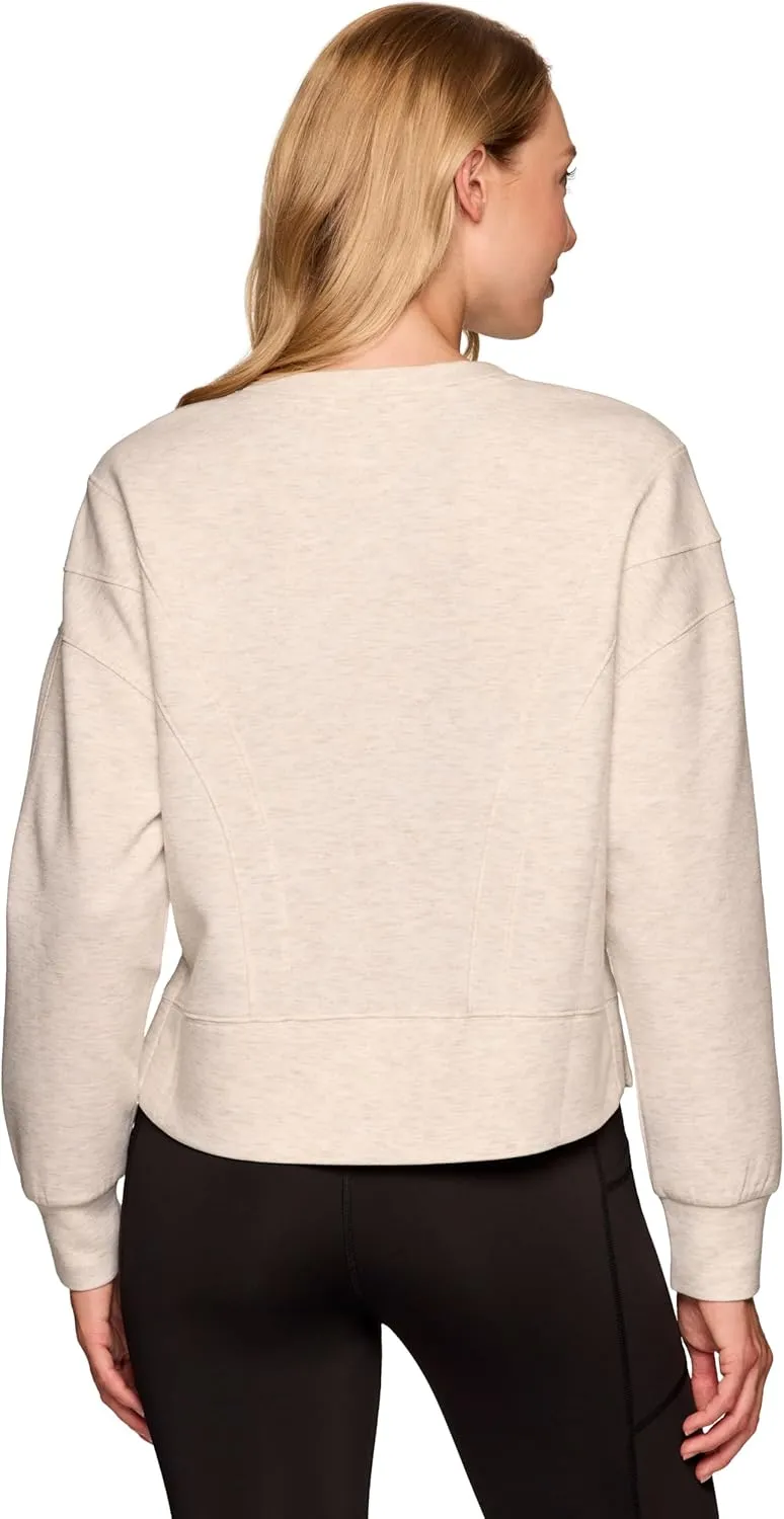 RBX Elevated Athleisure Sweatshirt for Women, Cropped Crewneck Pullover Ultra Soft Sporty Lightweight Long Sleeve Sweater
