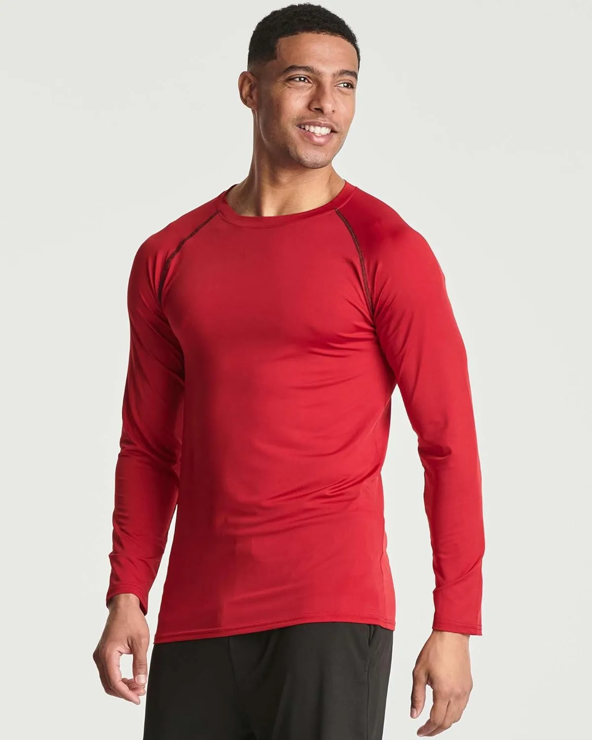 Real Essentials 4 Pack: Men's Compression Long-Sleeve T-Shirt Athletic Cold Weather Baselayer (Available in Big & Tall)