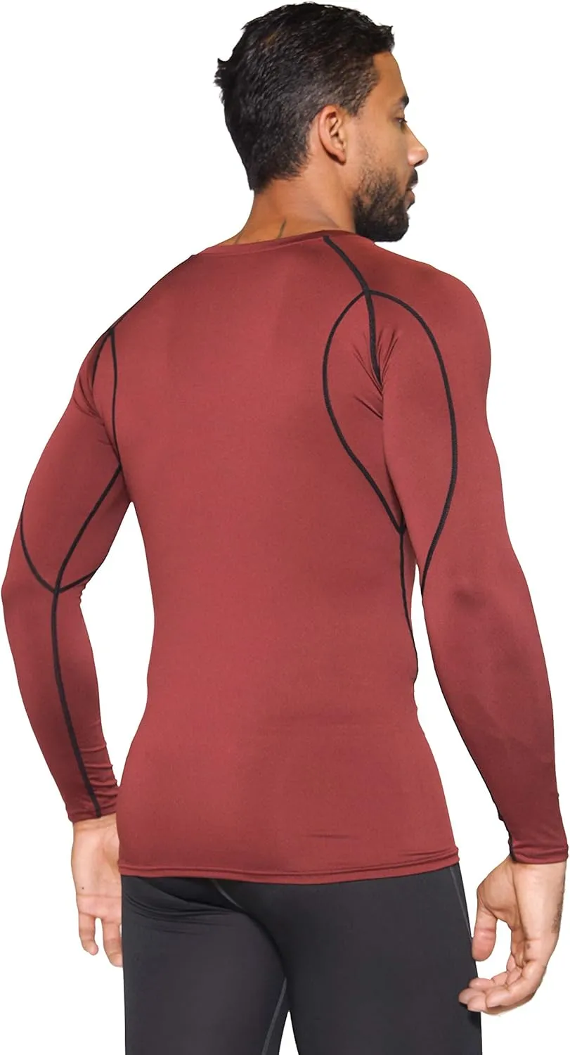 Real Essentials 4 Pack: Men's Compression Long-Sleeve T-Shirt Athletic Cold Weather Baselayer (Available in Big & Tall)