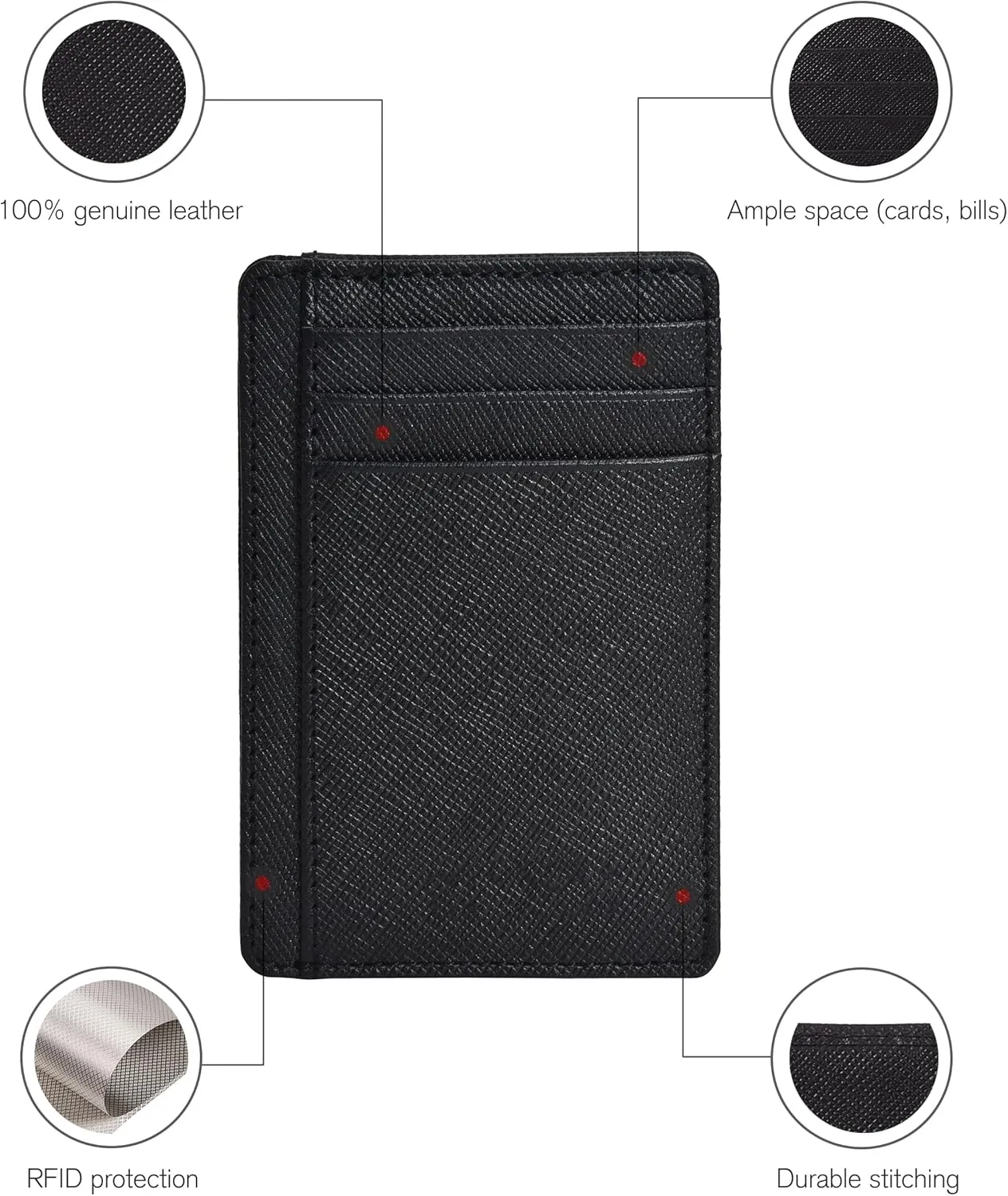 Real Leather Slim Minimalist Wallet for Men and Women -RFID Blocking Front Pocket Thin Credit Card Holder Stylish Wallets