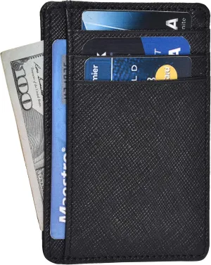 Real Leather Slim Minimalist Wallet for Men and Women -RFID Blocking Front Pocket Thin Credit Card Holder Stylish Wallets