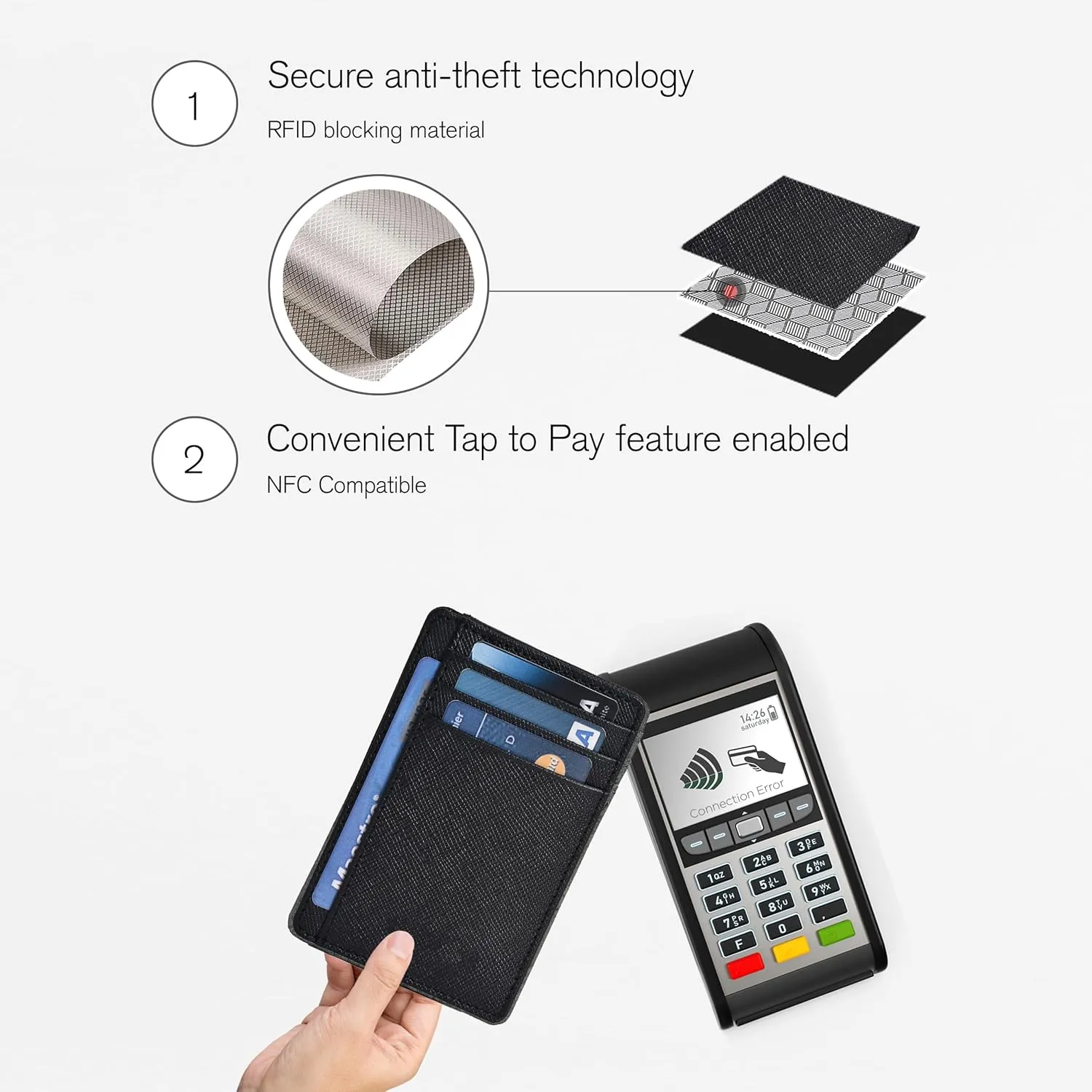 Real Leather Slim Minimalist Wallet for Men and Women -RFID Blocking Front Pocket Thin Credit Card Holder Stylish Wallets