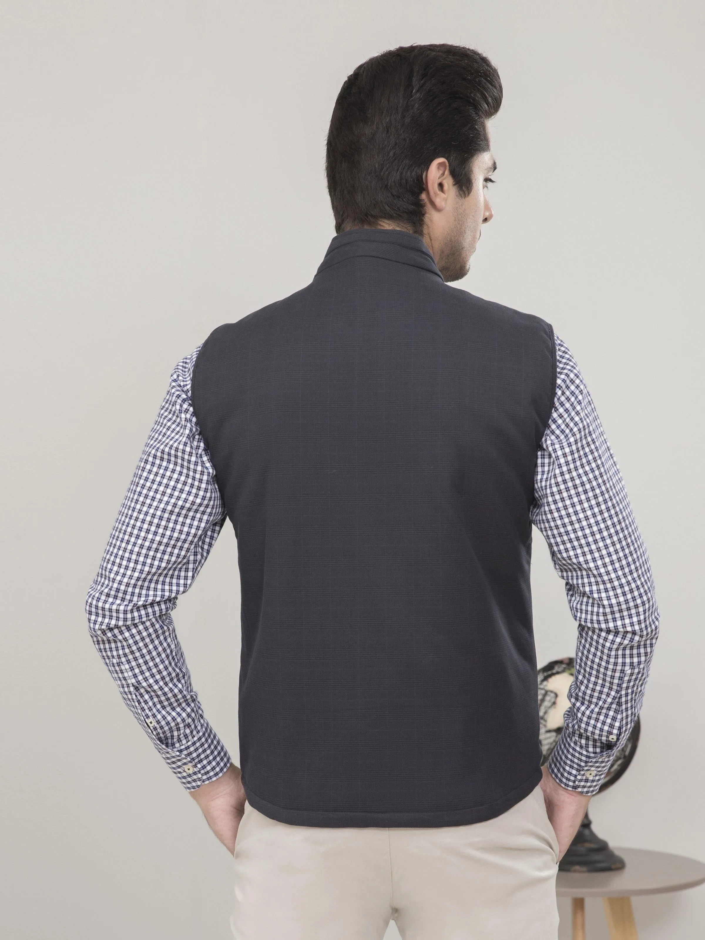 REVERSIBLE SLEEVELESS CHARCOAL BLACK