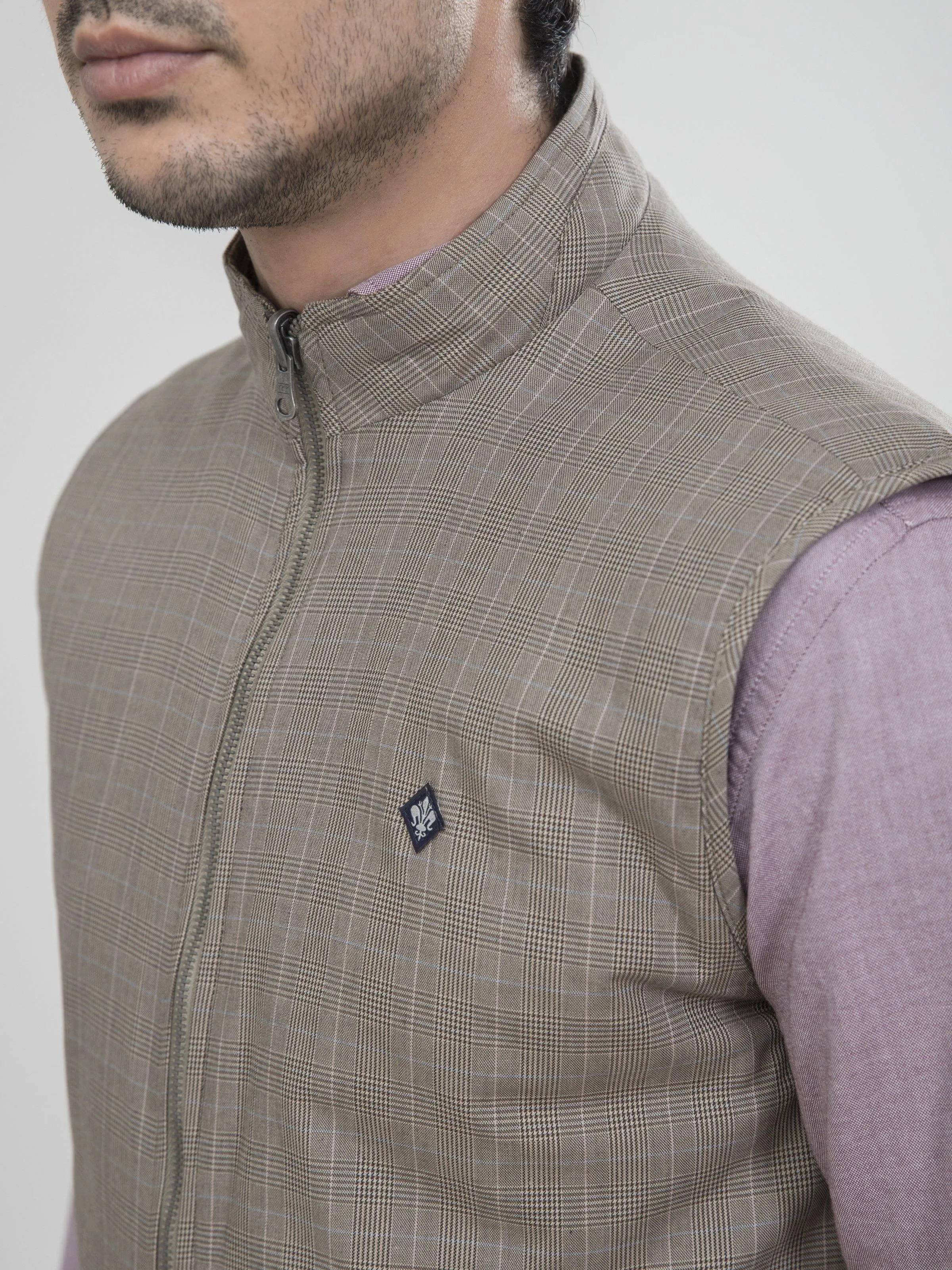 REVERSIBLE SLEEVELESS KHAKI GREY