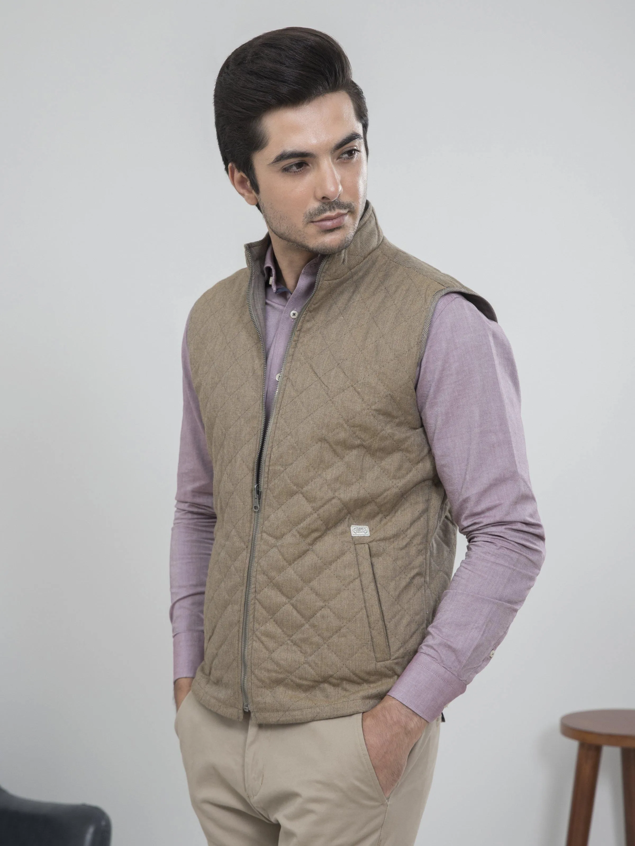 REVERSIBLE SLEEVELESS KHAKI GREY