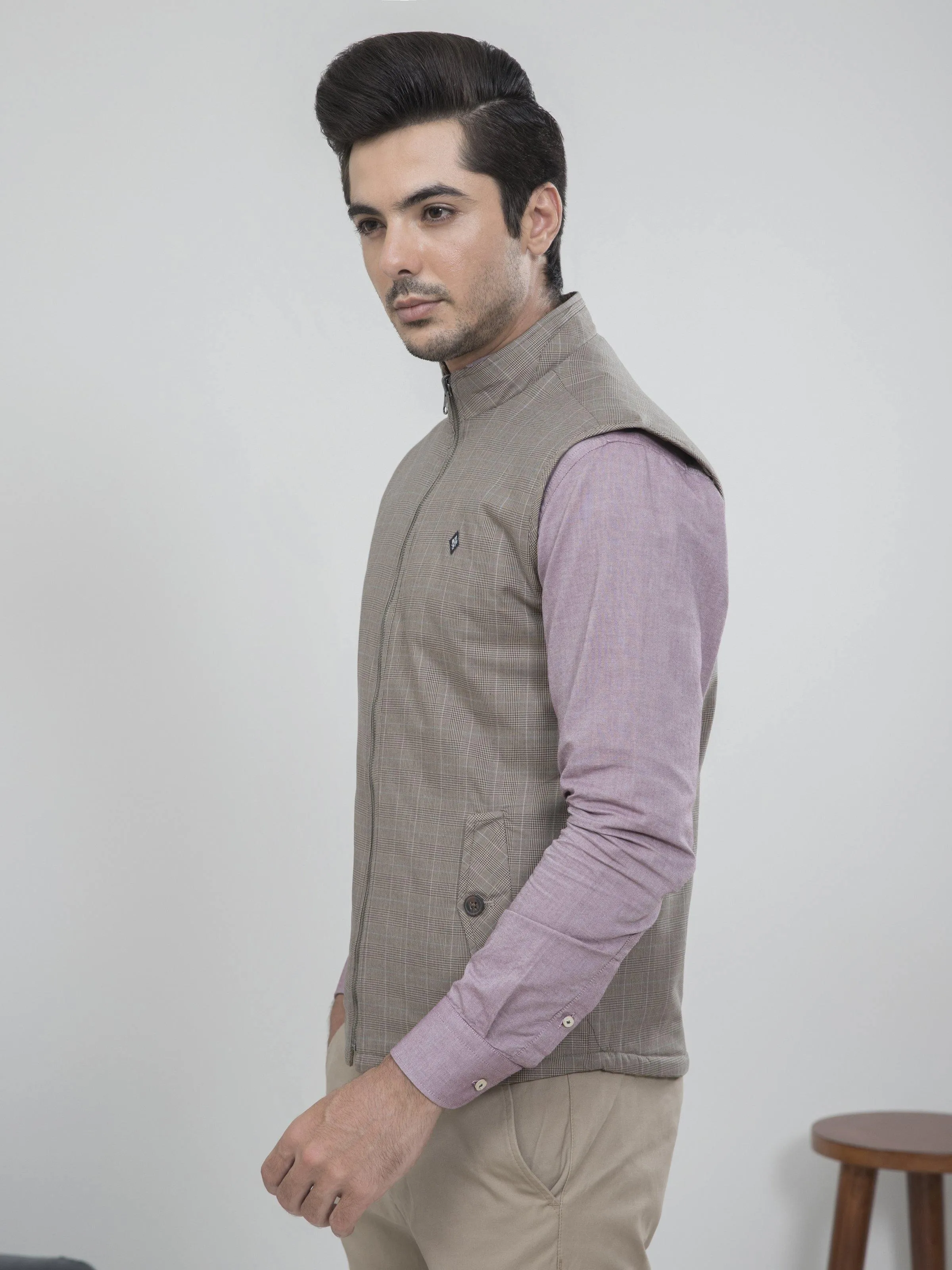 REVERSIBLE SLEEVELESS KHAKI GREY