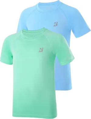 Roadbox Boys Rash Guard Swim Shirt, UPF 50  Sun Protection Short Sleeve, Quick Dry Rashguard Water Shirt for Kids