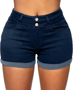 Romastory Womens High Waisted Jean Shorts Comfy Stretchy Workout Denim Shorts for Women